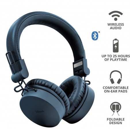 Cuffie Bluetooth Senza Fili On-Ear Wireless 25 Ore con Microfono  Incorporato 23908