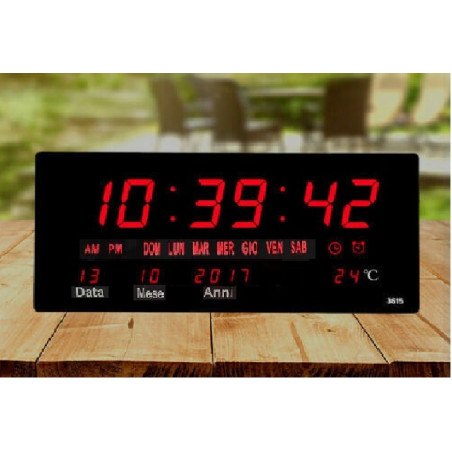 Orologio da parete a LED con sveglia calendario temperatura grande